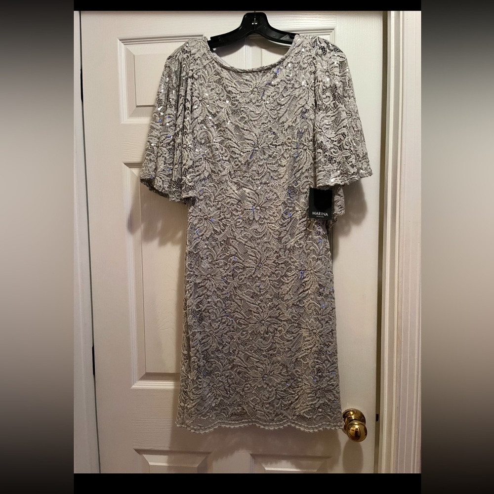 Marina Silver Sequin Dress